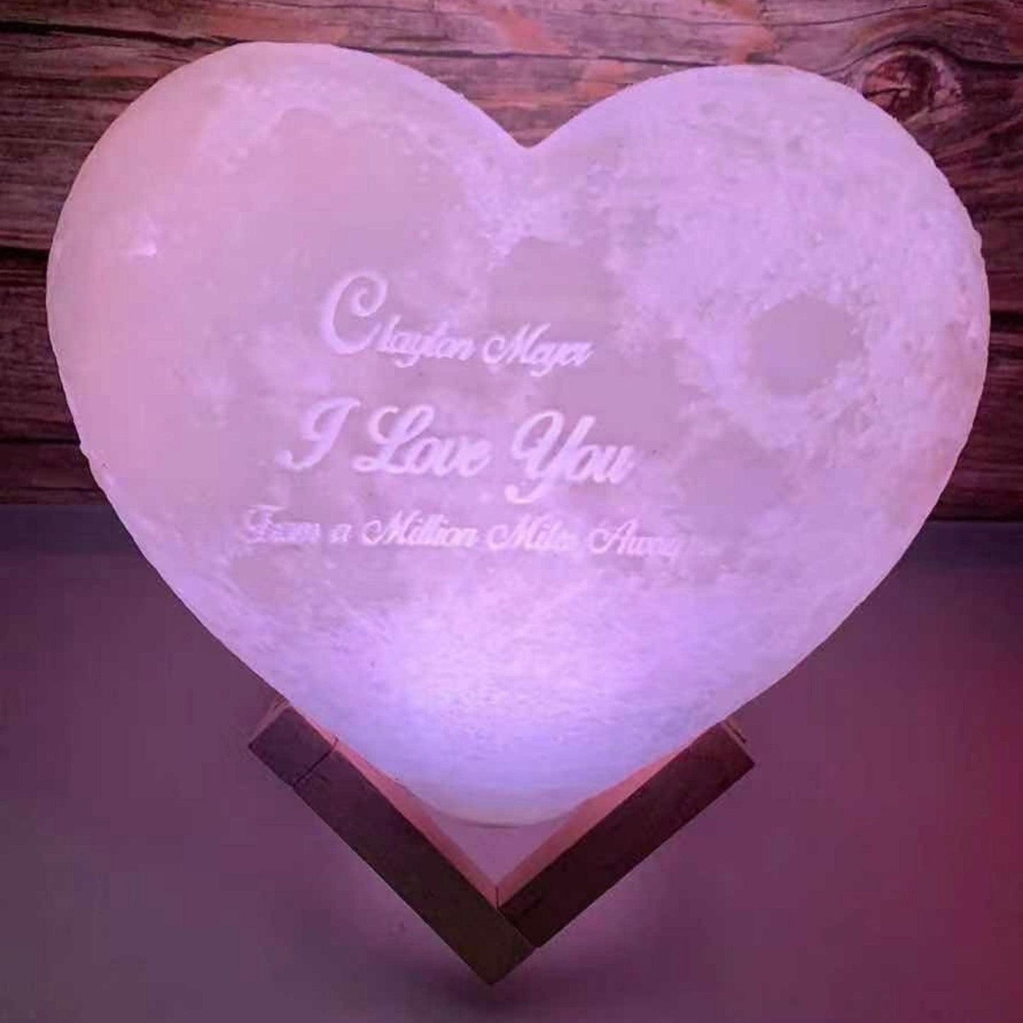 Personalized 3D Printed Heart Moon Lamp - Space Mesmerise - Space Gifts | Lamps | Statues | Home Decor
