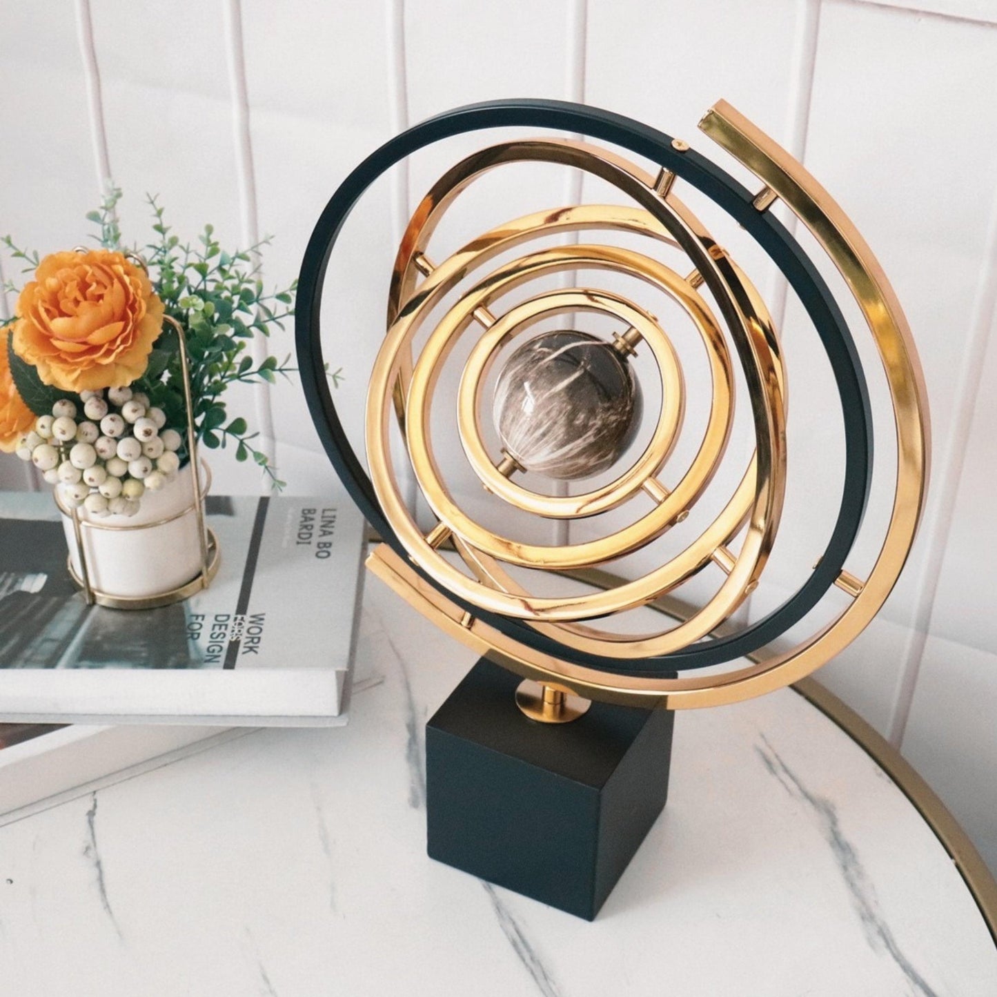 Planet Armillary Sphere Sculpture - Space Mesmerise - Space Gifts | Lamps | Statues | Home Decor