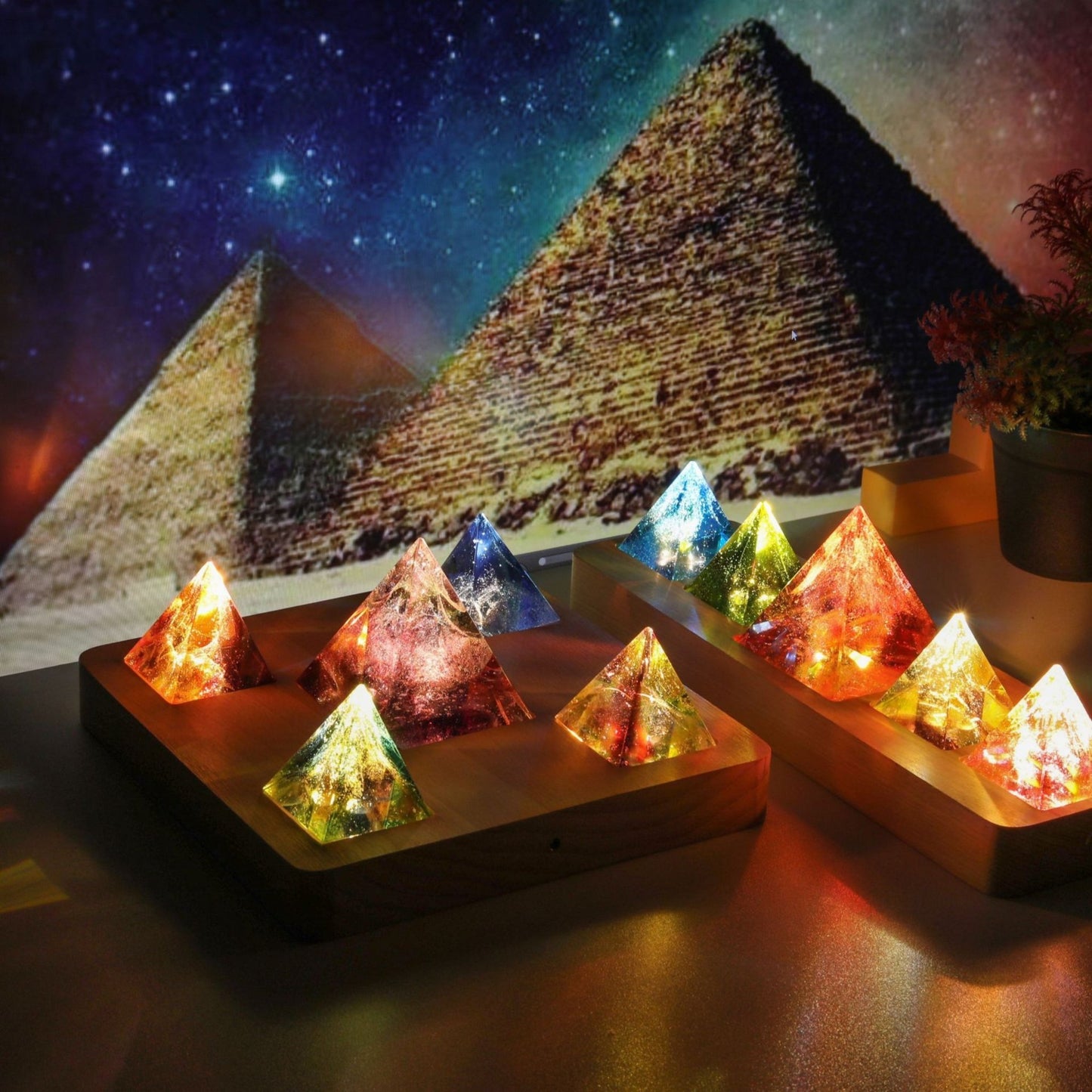 Starry Cosmic Pyramid - Space Mesmerise - Space Gifts | Lamps | Statues | Home Decor