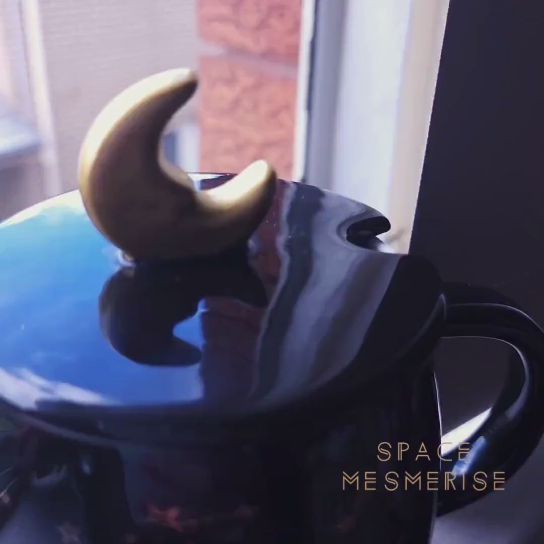 Space Themed Coffee Mug With Lid | Ceramic Mug, Hug Mug, Coffee Cup | Gift for Kids and Adults | Constellation Astronaut Mug