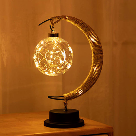 Rattan Moon Lamp