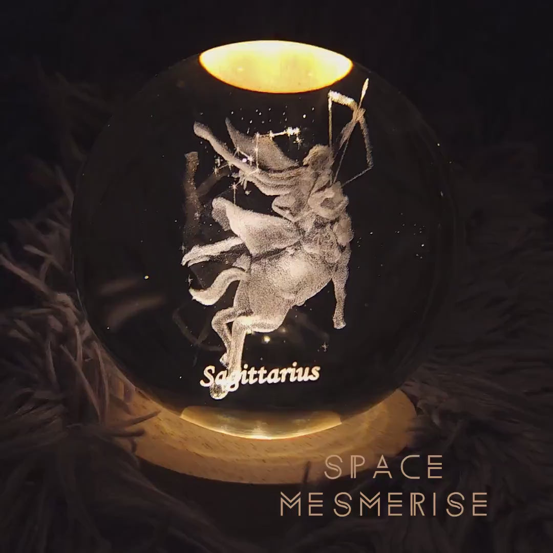 Twelve Constellations Space Lamp Globe | Horoscopes, Zodiac Sign Crystal Ball Lamp | Adults, Kids Nightlight and Gift