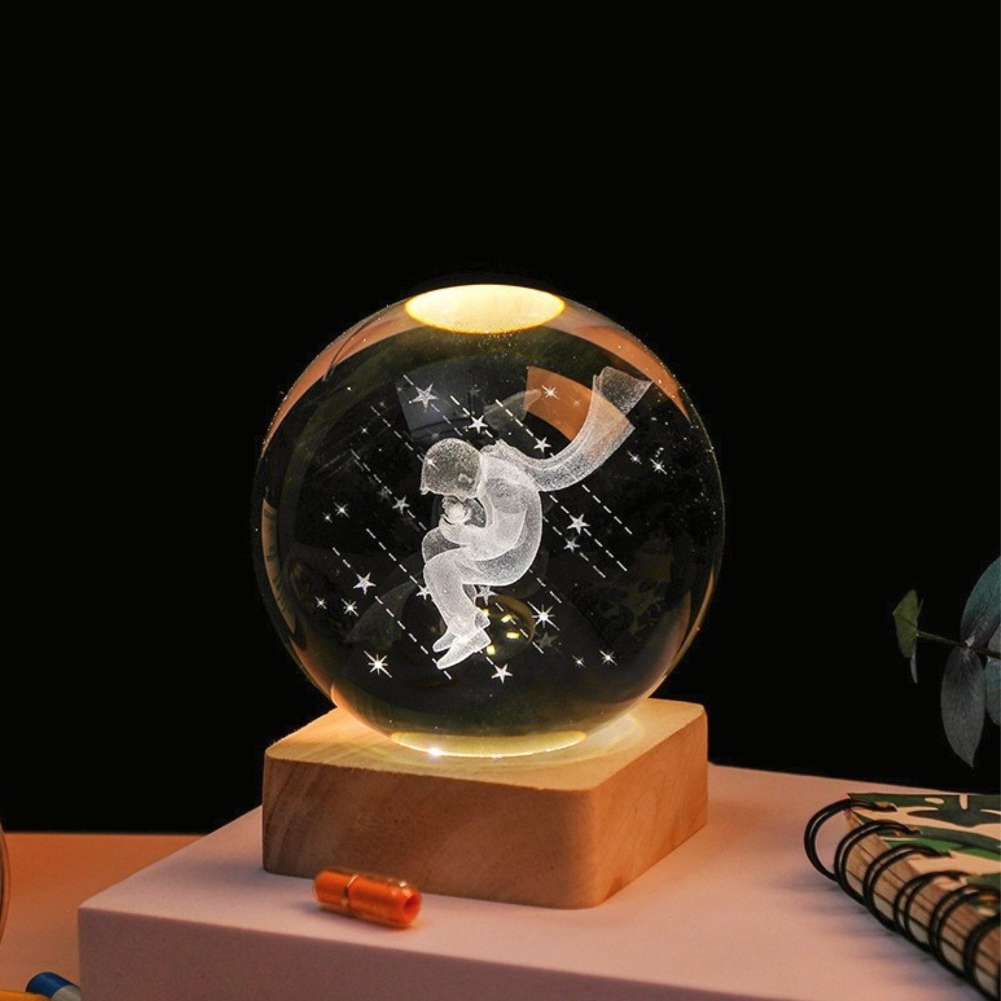 Astronaut in Space Crystal Lamp - Space Mesmerise - Space Gifts | Lamps | Statues | Home Decor