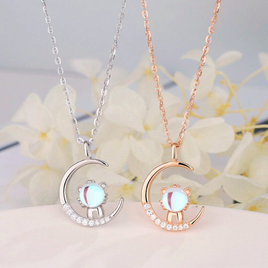 Cat and Moon Necklace (925 Sterling Silver) - Space Mesmerise - Space Gifts | Lamps | Statues | Home Decor