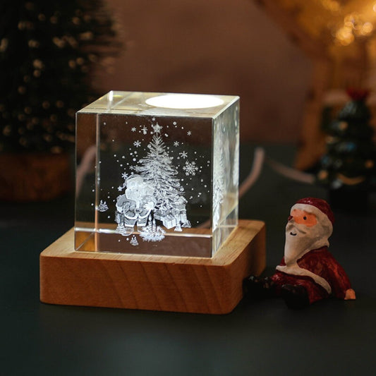 Christmas Crystal Cube Lamp - Space Mesmerise - Space Gifts | Lamps | Statues | Home Decor