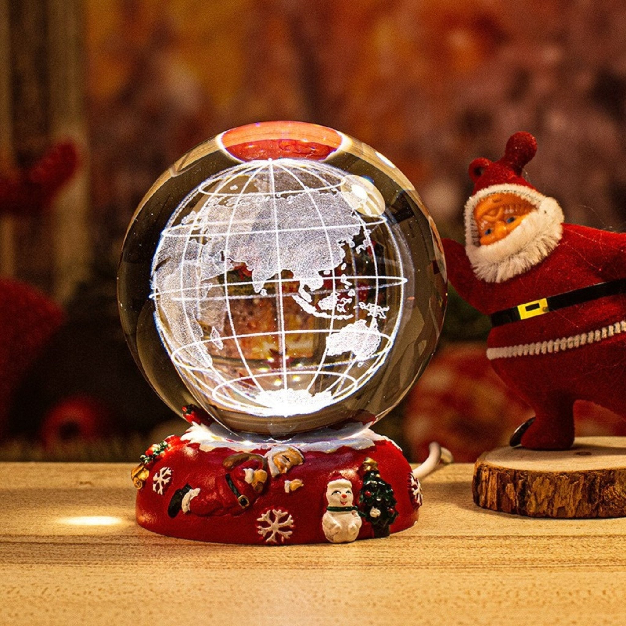 Kohl's Snow Globe. Santa, Tree W/ Train and Gifts. plays 