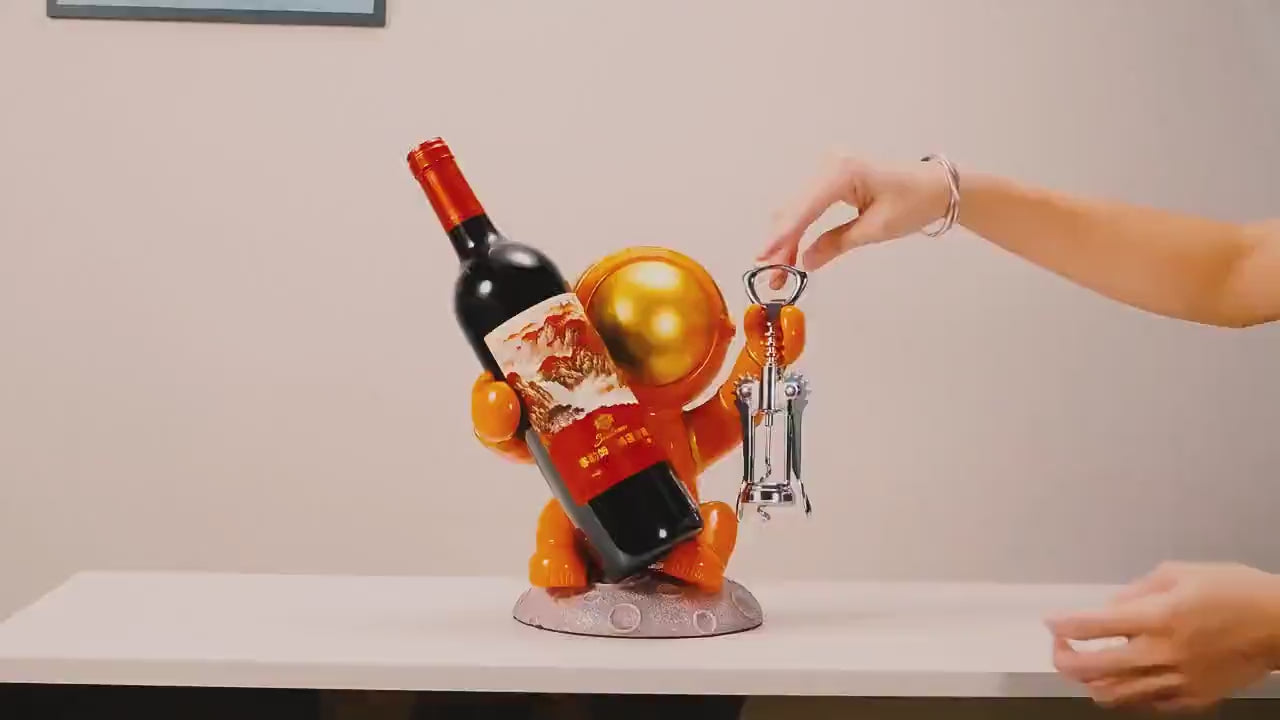 Unique Astronaut Wine Bottle & Corkscrew Holder | Wine lovers | Decor