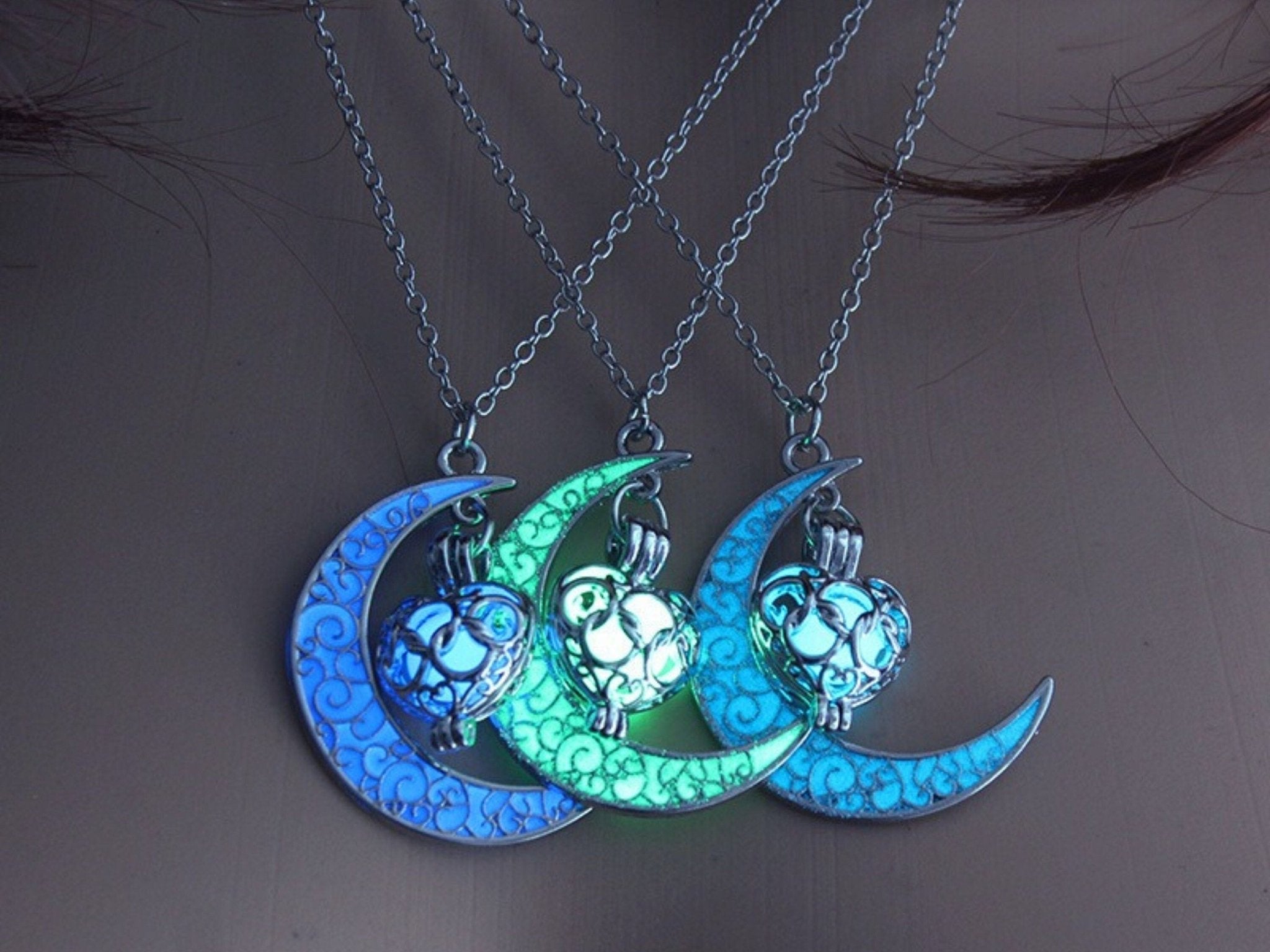 Buy Blue Moon Necklace Opal Moon Necklace Moon Necklace a Half Moon Hanging  From a 14k Gold Vermeil or Sterling Silver Chain Online in India - Etsy