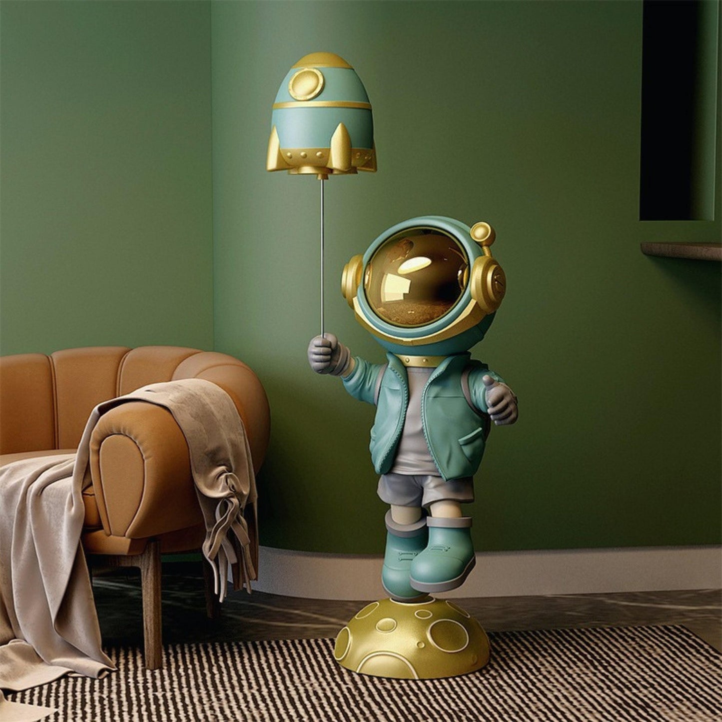 Astronaut Holding a Rocket Balloon Statue - Space Mesmerise - Space Gifts | Lamps | Statues | Home Decor