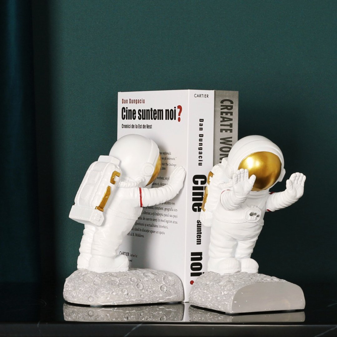 Moon Crater and Astronaut Bookends (Set of 2) - Space Mesmerise - Space Gifts | Lamps | Statues | Home Decor