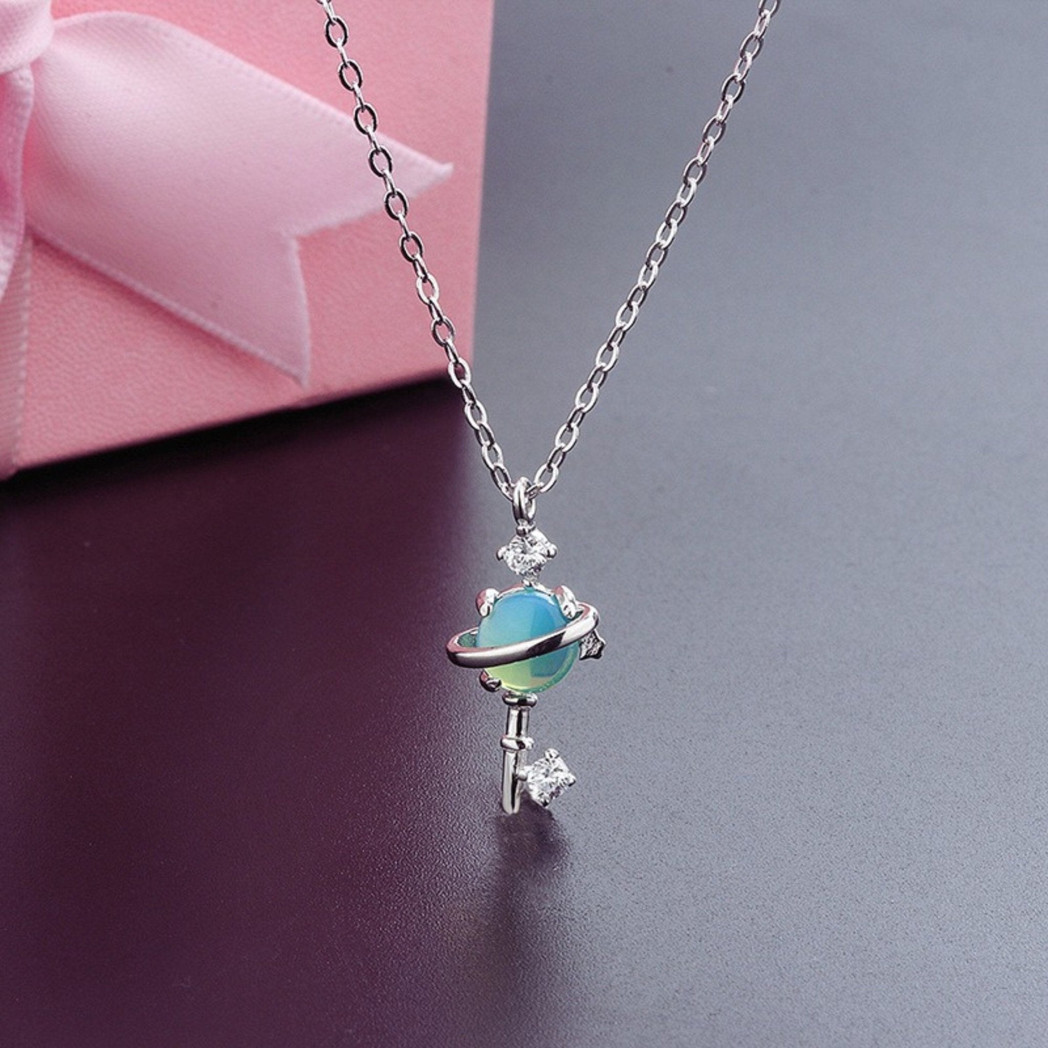 Silver deals planet necklace